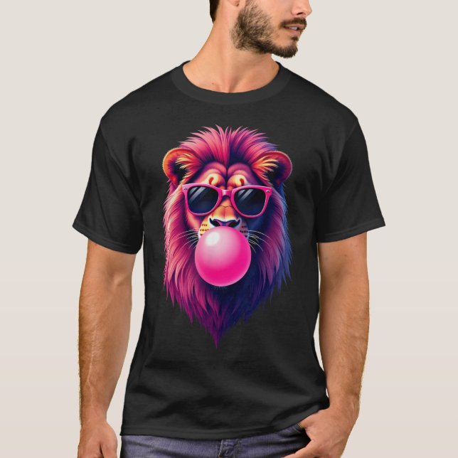 Camiseta León rosado que sopla burbuja (Anverso)