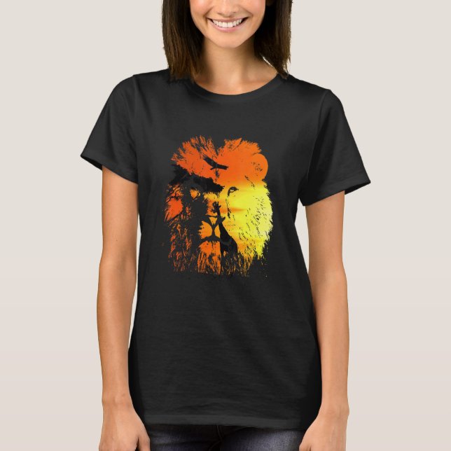 Camiseta León Safari Caza de Zoológico Sunset Animal Grande (Anverso)