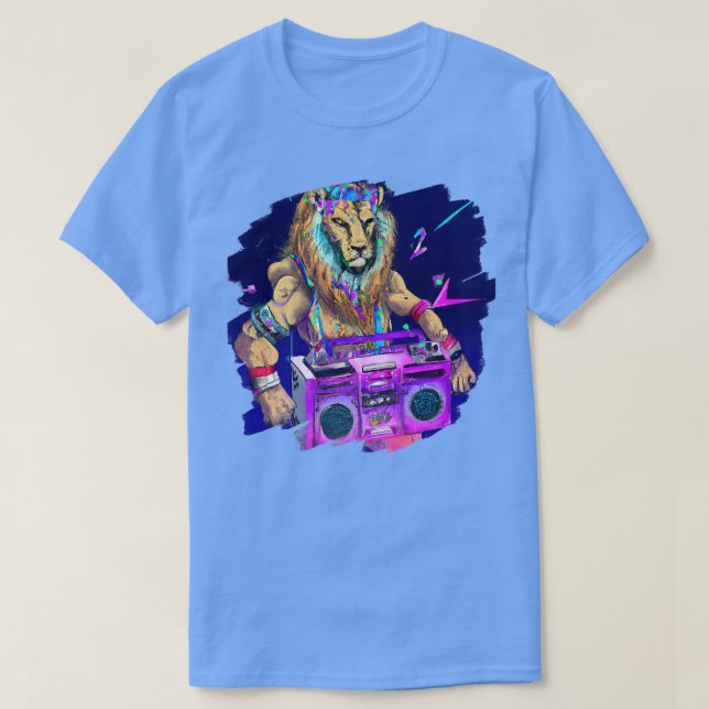 Camiseta León Stereo Techno Cool León Dj Música Retro1655 (Diseño del anverso)