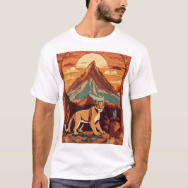 Camiseta León surrealista de montaña con sabor nativo ameri
