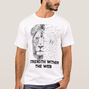 Camiseta León surrealista en blanco y negro Web Motivaciona