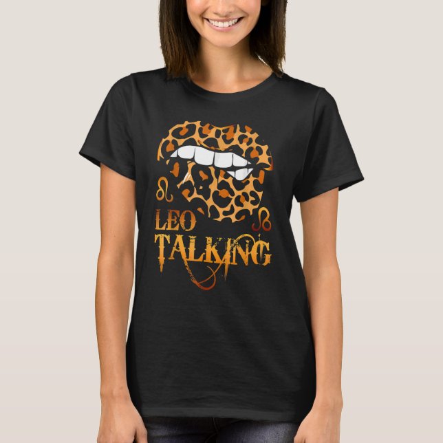 Camiseta León Talando Labios Leopard Rótulo Zodiaco Símbolo (Anverso)