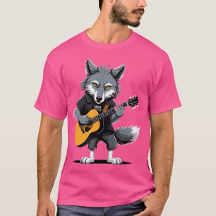 Camiseta León tocando guitarra acústica León Guitarista