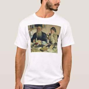 Camiseta León Tolstói con su esposa en Yasnaya Polyana