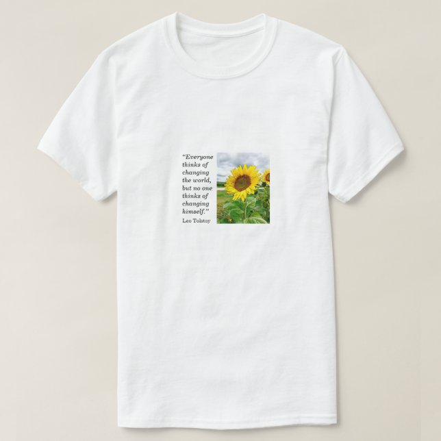 Camiseta León Tolstoy, girasol, blanco (Diseño del anverso)