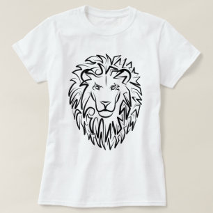 Camiseta León tribal blanco y negro
