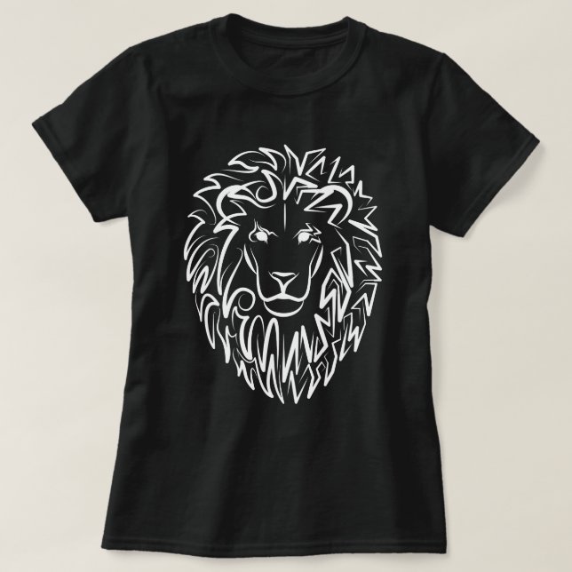 Camiseta León tribal blanco y negro (Diseño del anverso)