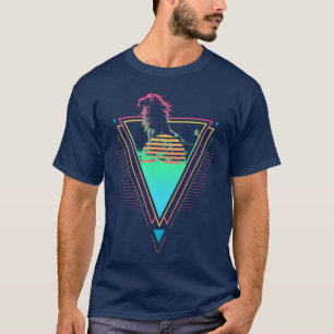 Camiseta León Vaporwave Synthwave 90s 80s Atardecer diverti