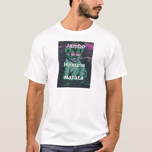 Camiseta León verde con gafas rosas "Hakuna Matata" Arte (Anverso)