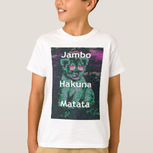 Camiseta León verde con gafas rosas "Hakuna Matata" Arte