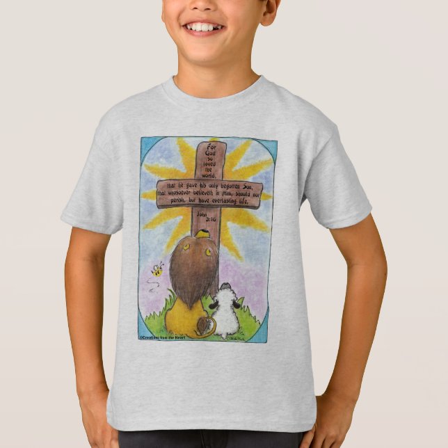 Camiseta León y cordero en la cruz (Anverso)