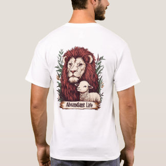 Camiseta León y cordero - Tee de vida abundante (atrás)