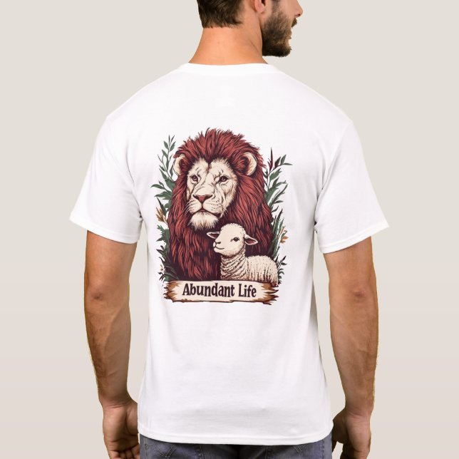 Camiseta León y cordero - Tee de vida abundante (atrás) (Reverso)