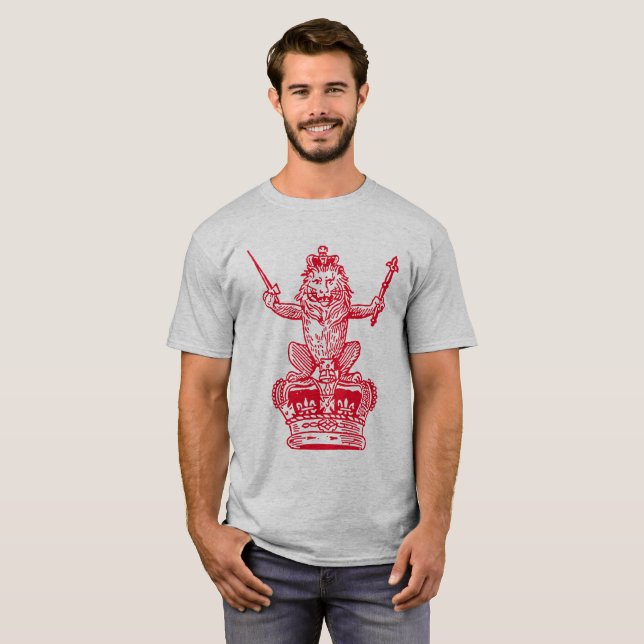Camiseta León y corona - Rojo (Anverso completo)