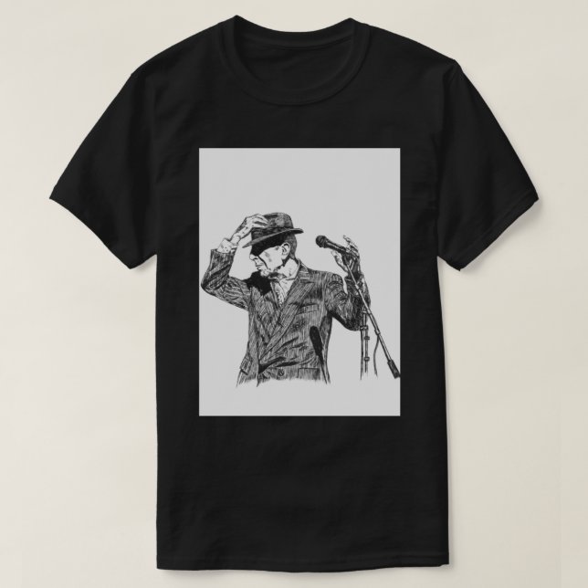 Camiseta Leonard Cohen Original Hand Drawn Ink Print   (Diseño del anverso)