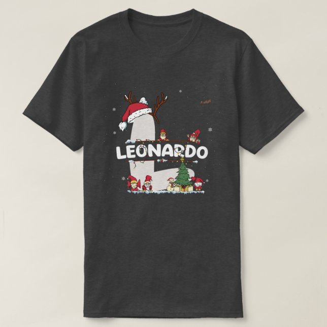 Camiseta Leonardo Christmas  w Leonardo Name for funny Xmas (Diseño del anverso)
