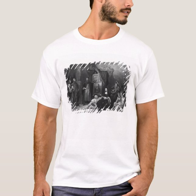 Camiseta Leonardo da Vinci que pinta el Gioconda (Anverso)