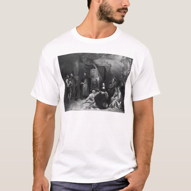 Camiseta Leonardo da Vinci que pinta el Gioconda (Anverso)