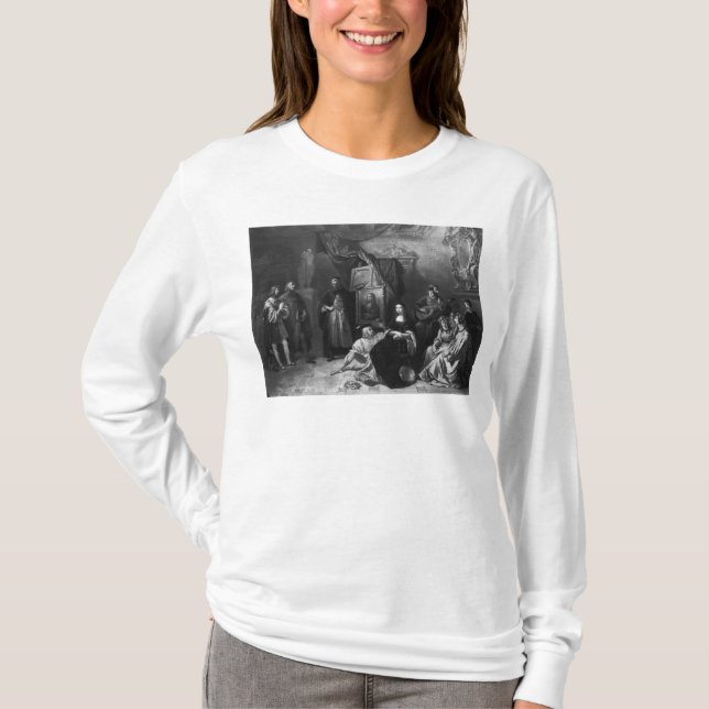 Camiseta Leonardo da Vinci que pinta el Gioconda (Anverso)