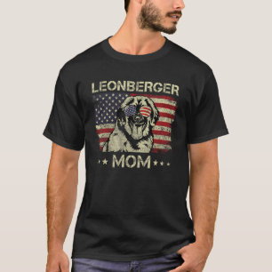 Camiseta Leonberger Mom Dog Bandera Estadounidense 4 De Jul