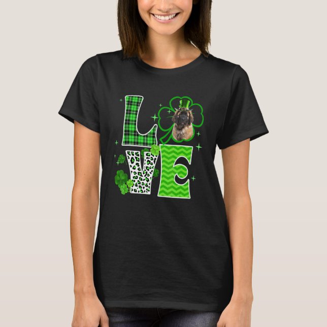 Camiseta Leonberger Shamrock Lucky C Irish St Patricks Day (Anverso)