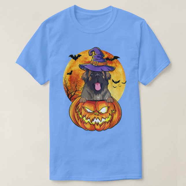 Camiseta Leonberger Witch Pumpkin Halloween Perro Lover Fun (Diseño del anverso)