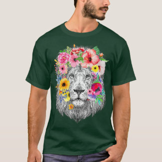 Camiseta Leones con flores - León africano floral