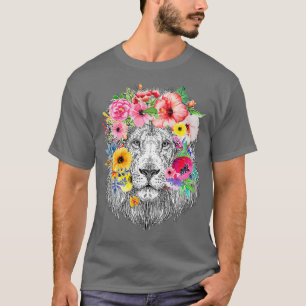 Camiseta Leones con flores - León africano floral