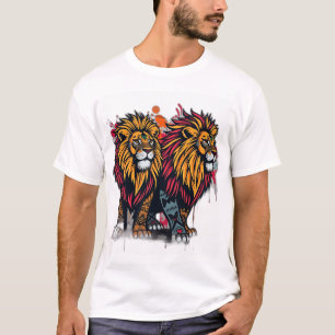 Camiseta Leones de graffiti audaces con patrones tribales