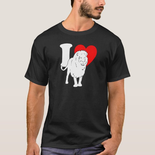 Camiseta Leones del corazón - Cute amo a los leones, prem d (Anverso)