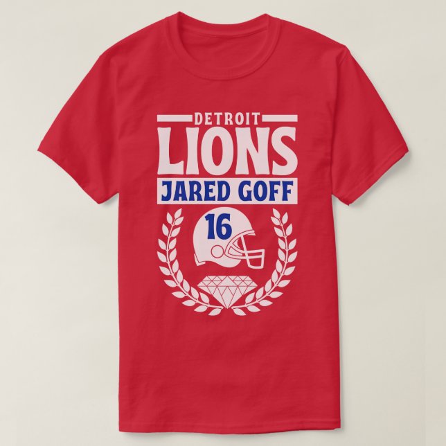 Camiseta Leones Jared Goff 16 Casco Americano (Diseño del anverso)