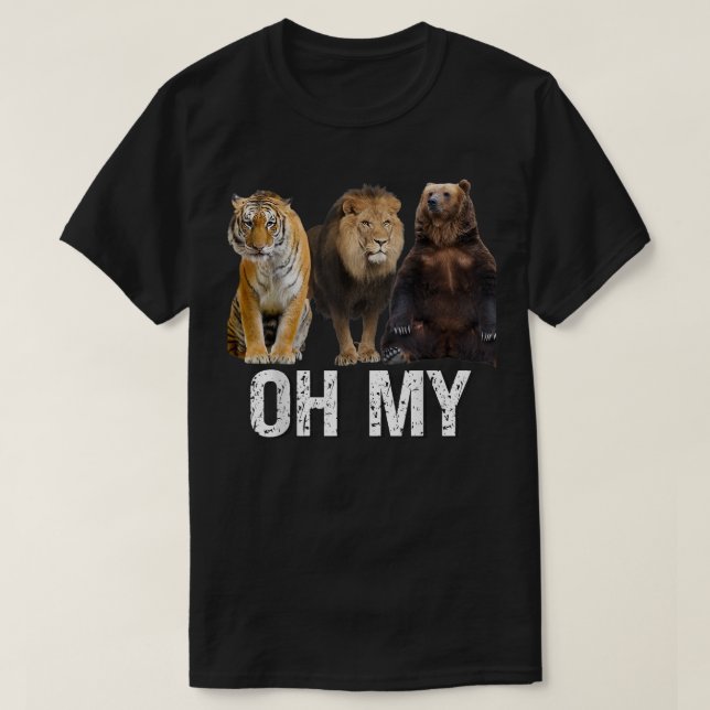 Camiseta Leones y tigres y osos oh mi reunión juntos (Diseño del anverso)