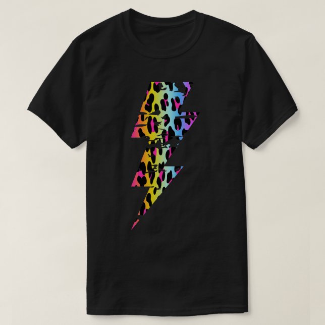 Camiseta Leopar de animal multicolor con pernos relámpagos  (Diseño del anverso)