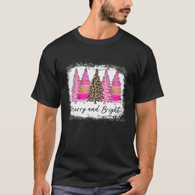 Camiseta Leopar El Árbol De Navidad Brillante Y Brillante,  (Anverso)