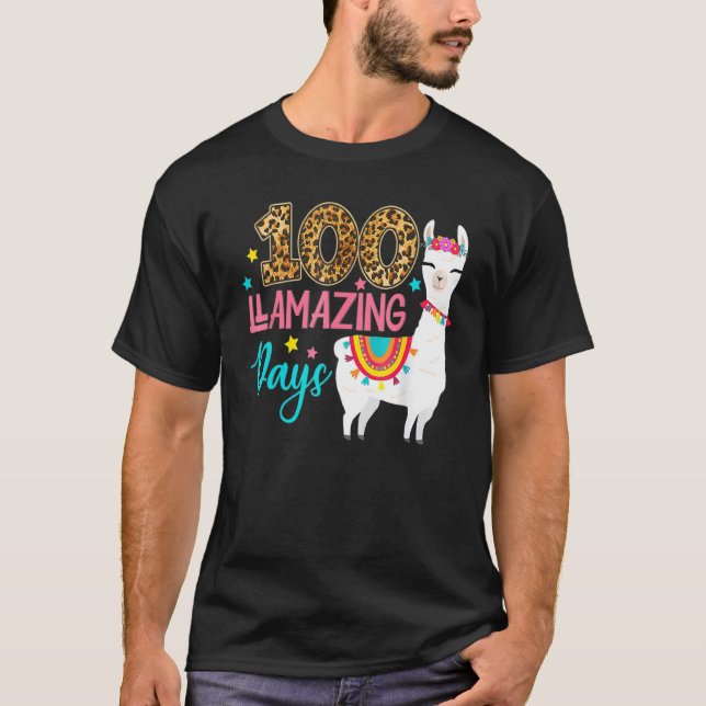 Camiseta Leopard 100 Llamazing Days Llama Teacher 100th Day (Anverso)
