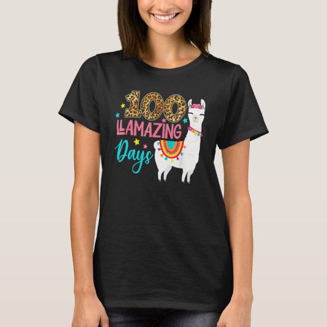 Camiseta Leopard 100 Llamazing Days Llama Teacher 100th Day (Anverso)