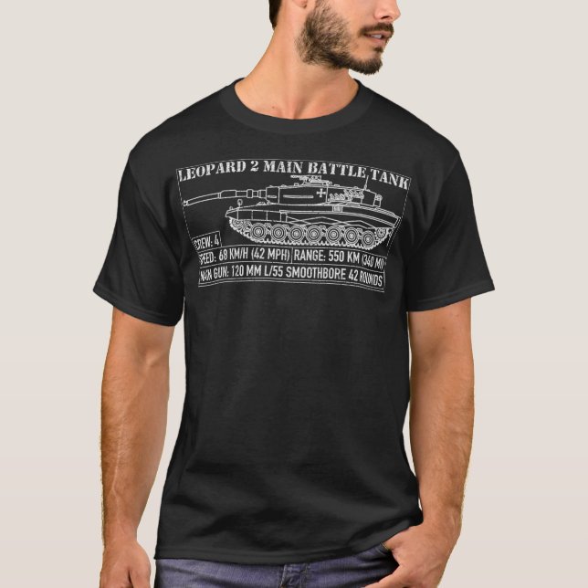 Camiseta Leopard 2 Tank Blueprint Stats Premium del ejércit (Anverso)