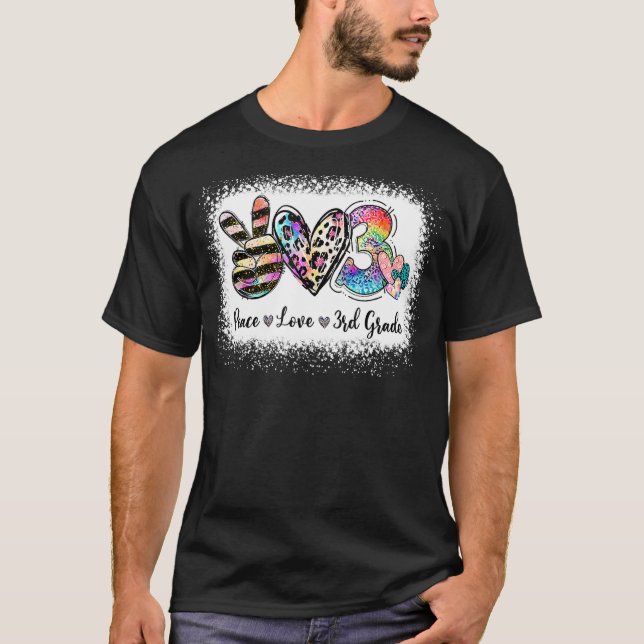 Camiseta Leopard 3º Grado Bleached Tie Dye Peace Love Thir (Anverso)