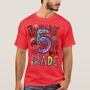 Camiseta Leopard 5th Grade Typography Fifth Grade Back To S