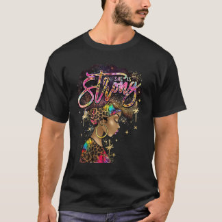 Camiseta Leopard Afro Woman Es Fuerte Biblia Verse Melan