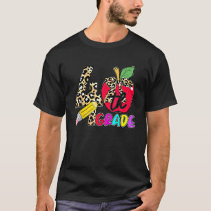 Camiseta Leopard Apple 4Th Grade Student Teacher Back To Sc
