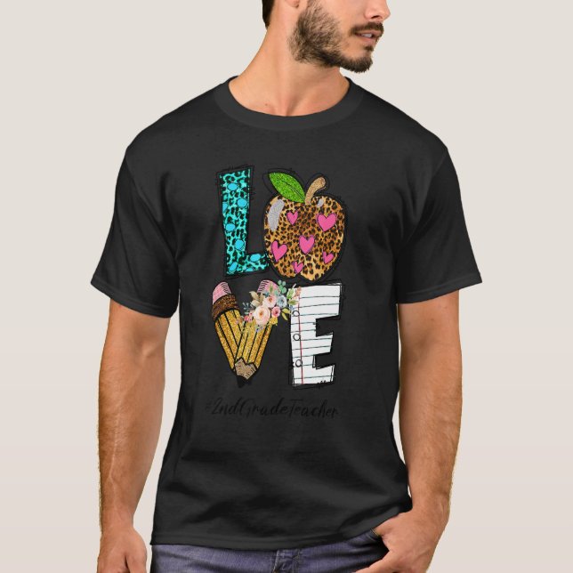 Camiseta Leopard Apple ama al profesor de segundo grado de  (Anverso)