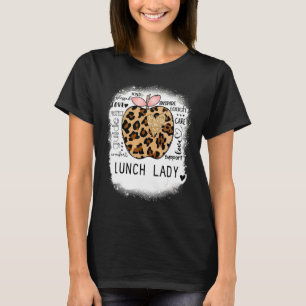 Camiseta Leopard Apple Inspire Teach Bleached Lunch Lady Co