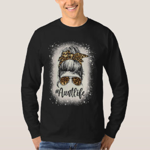 Camiseta Leopard Aunt Life Messy Bun Bleached Auties Chica