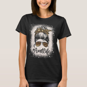 Camiseta Leopard Aunt Life Messy Bun Bleached Auties Chica