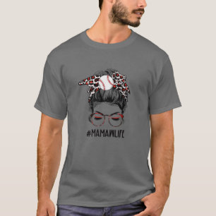 Camiseta Leopard Ball Mamaw Life Messy Bun Game Day Madres