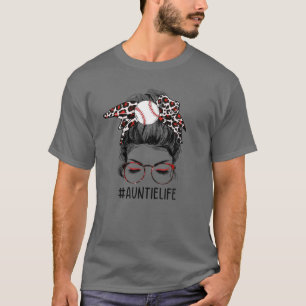 Camiseta Leopard Ball Tía Life Messy Bun Game Day Madre