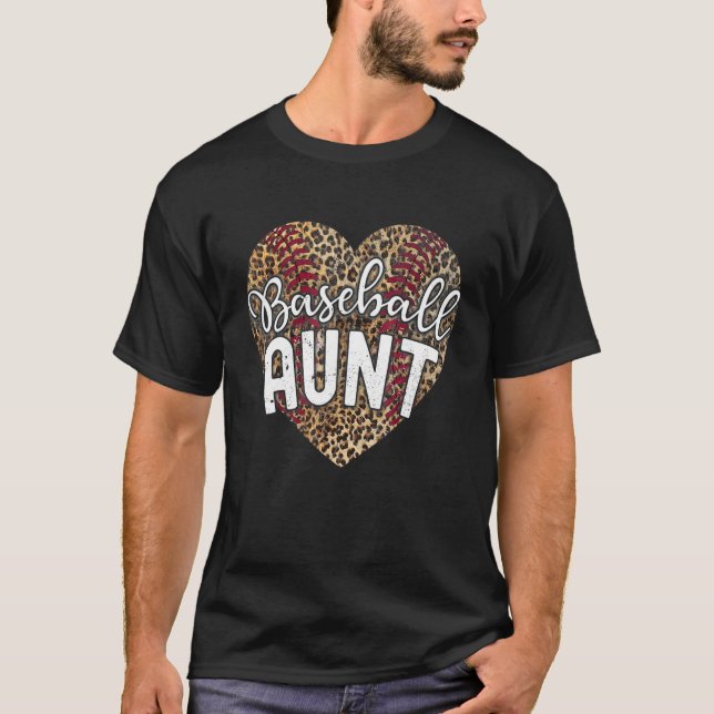 Camiseta Leopard Baseball Aunt Women Cheetah Print (Anverso)