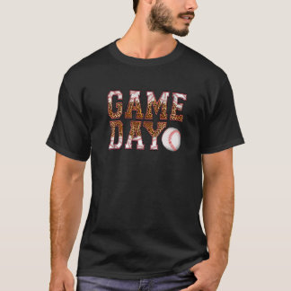 Camiseta Leopard Baseball Game Day Vibes Béisbol Mom Mothe