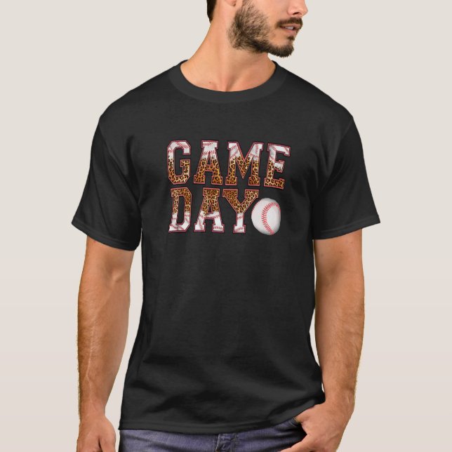 Camiseta Leopard Baseball Game Day Vibes Béisbol Mom Mothe (Anverso)